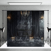 Aperturee - Aperturee Medieval Black Dark Room Retro Wall Photo Backdrop