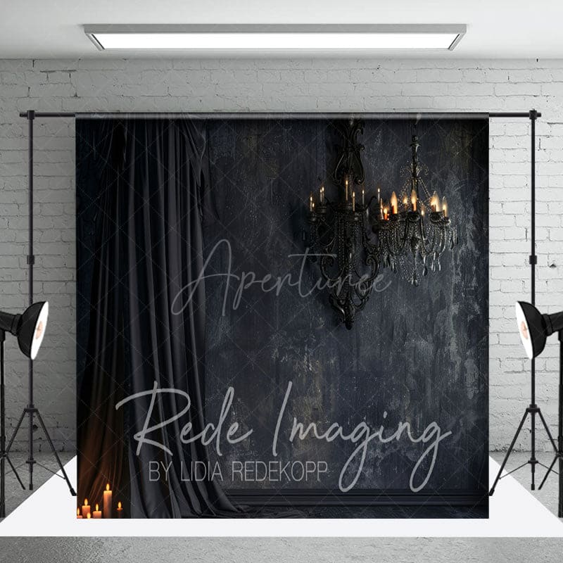 Aperturee - Aperturee Medieval Black Wall Candle Curtain Room Set Backdrop