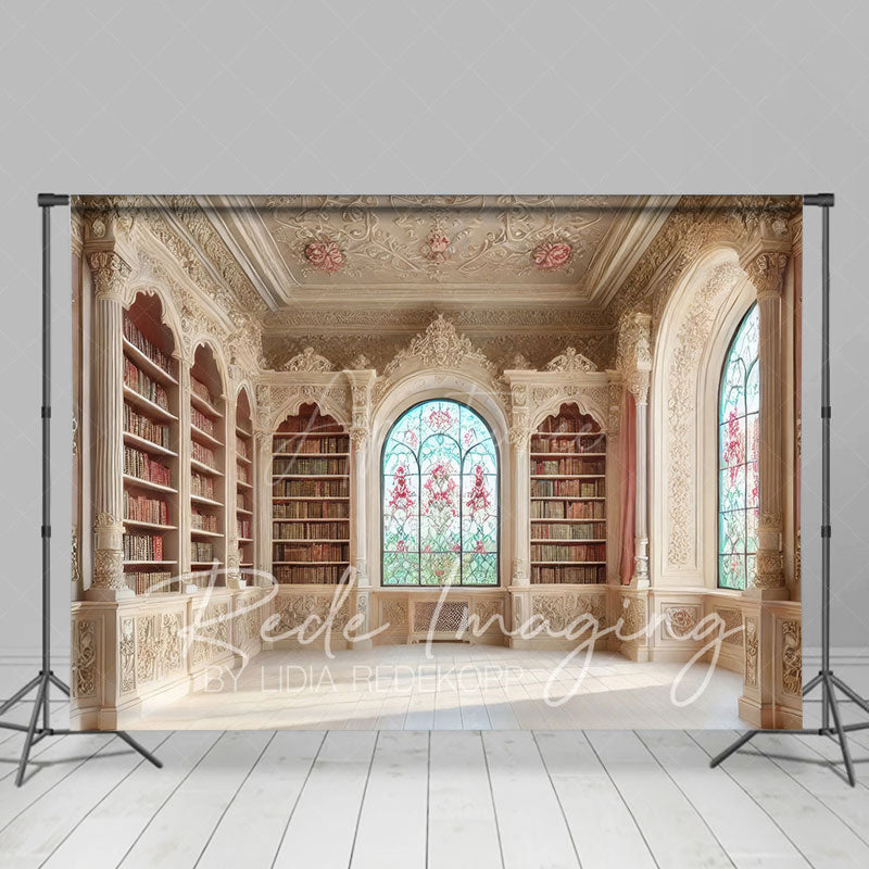 Aperturee - Aperturee Medieval Retro Bookshelf Fancy Room Photo Backdrop