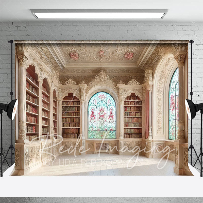 Aperturee - Aperturee Medieval Retro Bookshelf Fancy Room Photo Backdrop