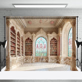 Aperturee - Aperturee Medieval Retro Bookshelf Fancy Room Photo Backdrop