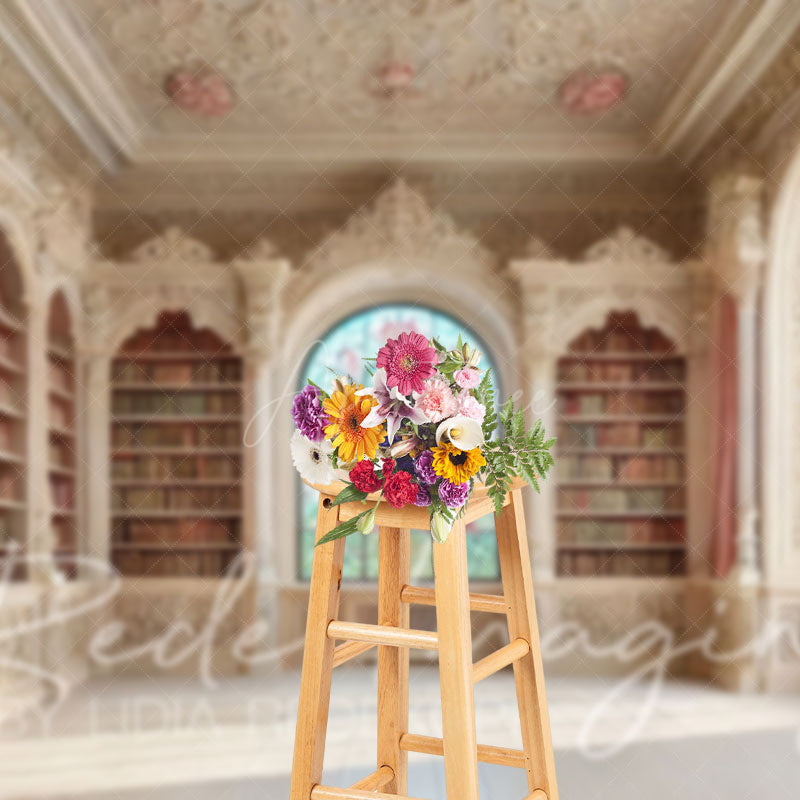 Aperturee - Aperturee Medieval Retro Bookshelf Fancy Room Photo Backdrop