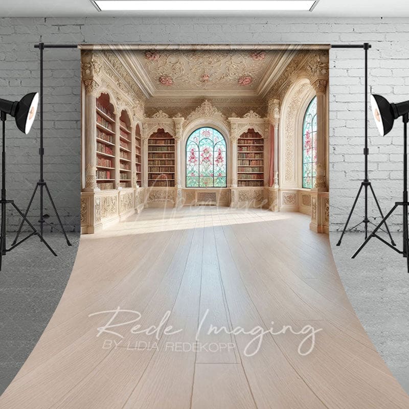 Aperturee - Aperturee Medieval Retro Bookshelf Fancy Room Sweep Backdrop