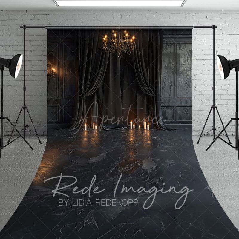 Aperturee - Aperturee Medieval Retro Candle Dark Black Room Sweep Backdrop