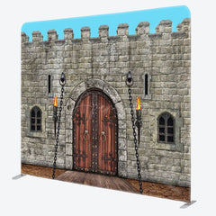 Aperturee - Aperturee Medieval Retro City Wall Square Tension Backdrop
