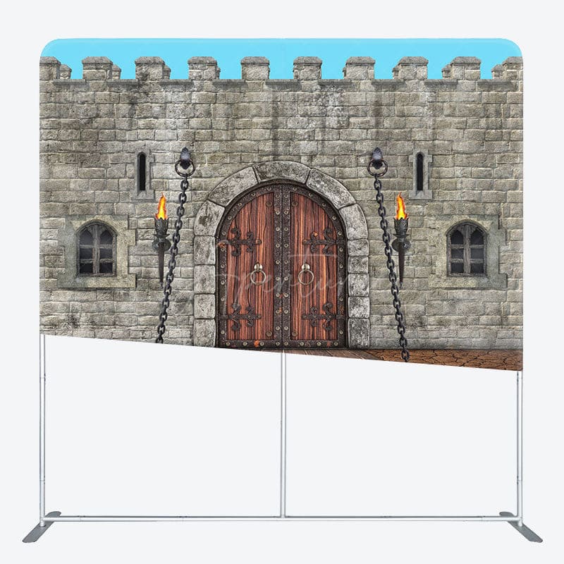Aperturee - Aperturee Medieval Retro City Wall Square Tension Backdrop