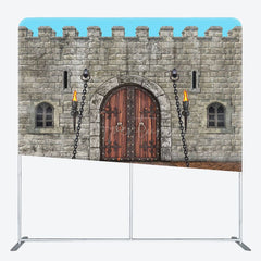 Aperturee - Aperturee Medieval Retro City Wall Square Tension Backdrop