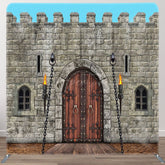 Aperturee - Aperturee Medieval Retro City Wall Square Tension Backdrop