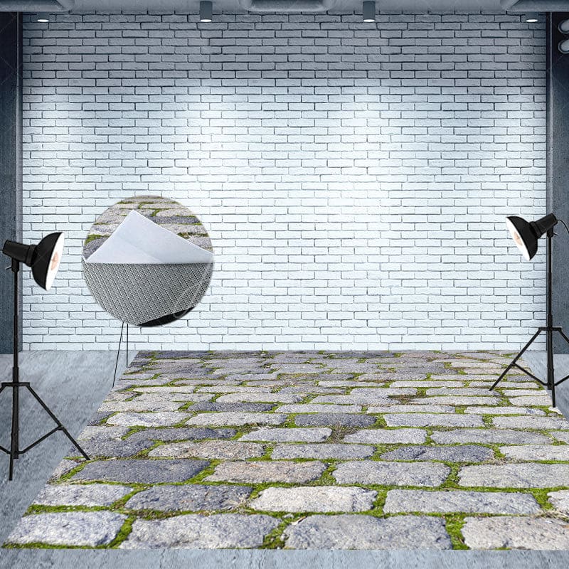 Aperturee - Aperturee Medieval Retro Wall Stone Floor Combo Set Backdrop