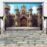 Aperturee - Aperturee Medieval Retro Wall Stone Floor Combo Set Backdrop