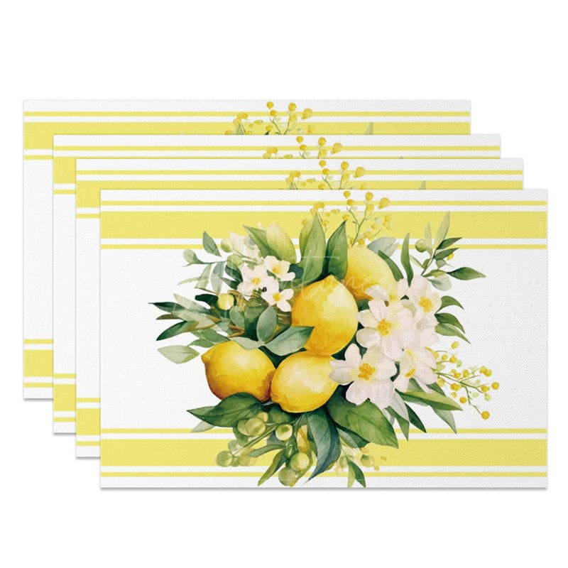 Aperturee - Aperturee Mediterranean Lemon Amalfi Coast Set of 4 Placemats