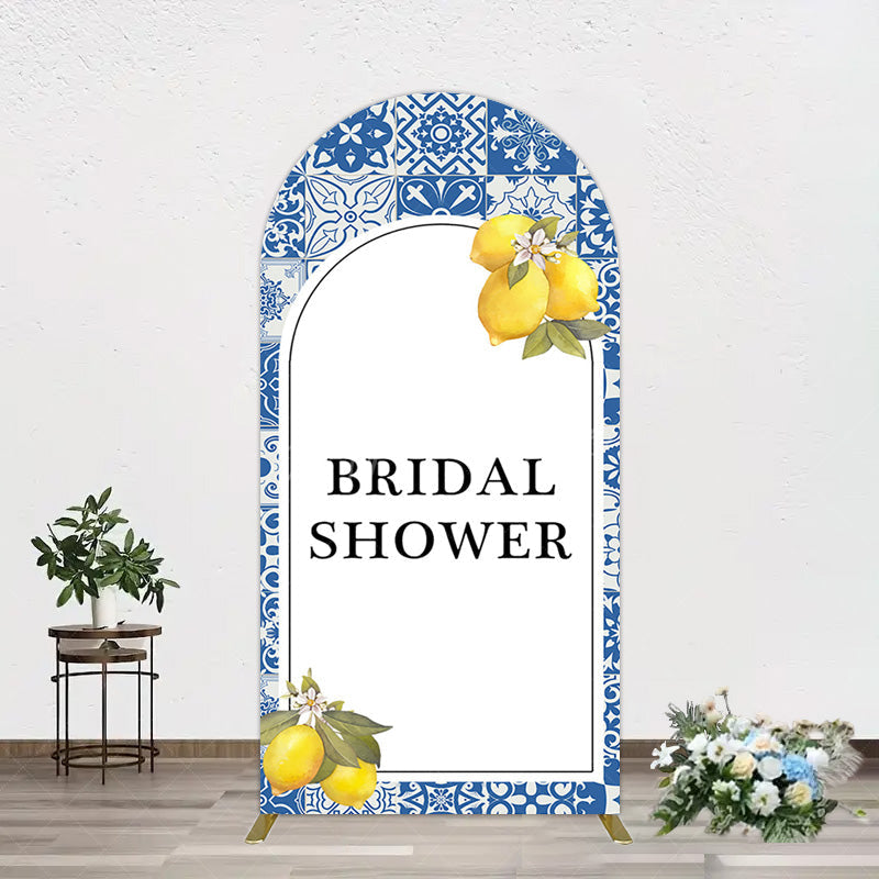 Aperturee - Aperturee Mediterranean Lemon Bridal Shower Party Arch Backdrop