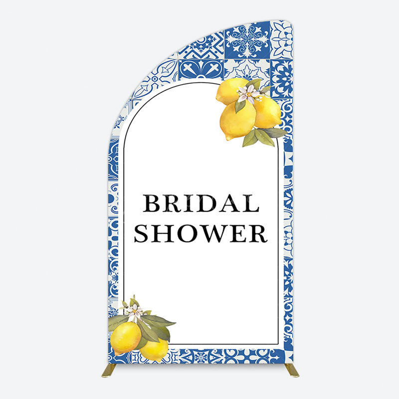 Aperturee - Aperturee Mediterranean Lemon Bridal Shower Party Half Moon Arch Backdrop