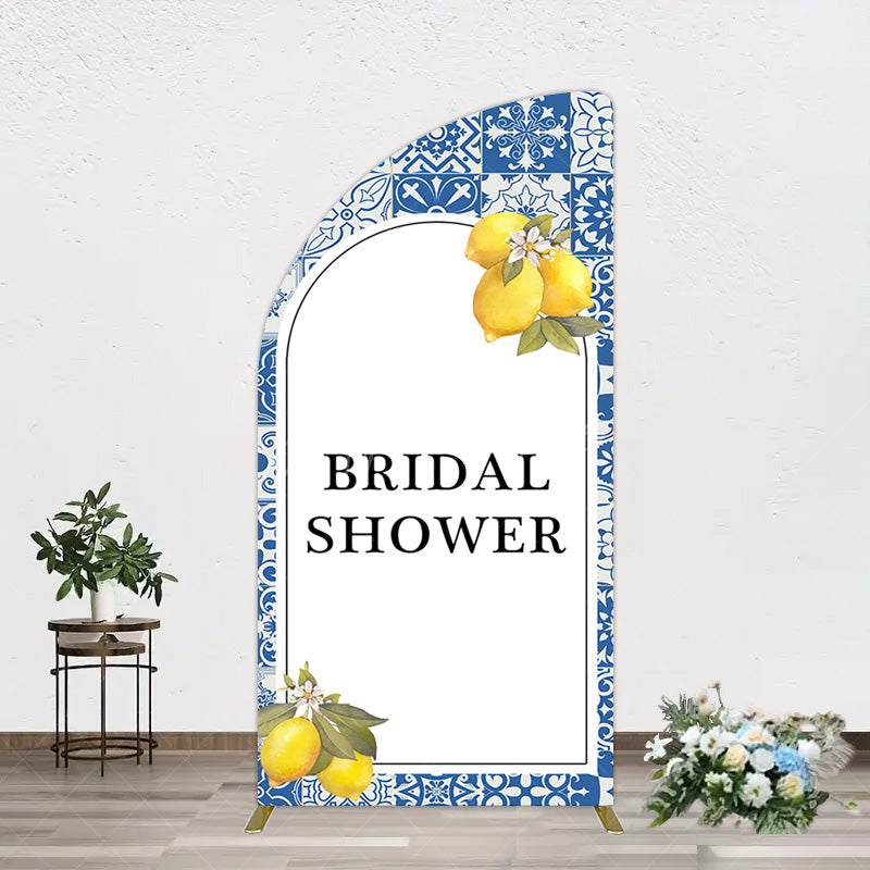 Aperturee - Aperturee Mediterranean Lemon Bridal Shower Party Half Moon Arch Backdrop