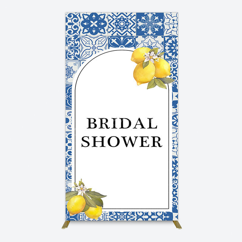 Aperturee - Aperturee Mediterranean Lemon Bridal Shower Party Rectangle Backdrop