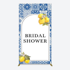 Aperturee - Aperturee Mediterranean Lemon Bridal Shower Party Rectangle Backdrop