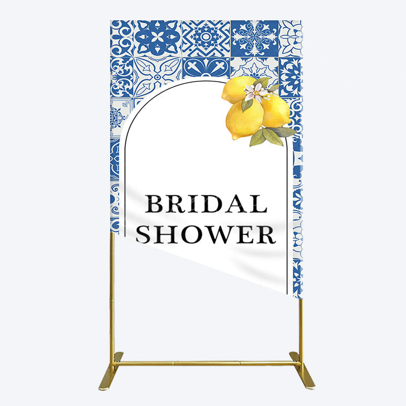 Aperturee - Aperturee Mediterranean Lemon Bridal Shower Party Rectangle Backdrop