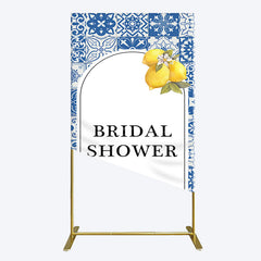 Aperturee - Aperturee Mediterranean Lemon Bridal Shower Party Rectangle Backdrop