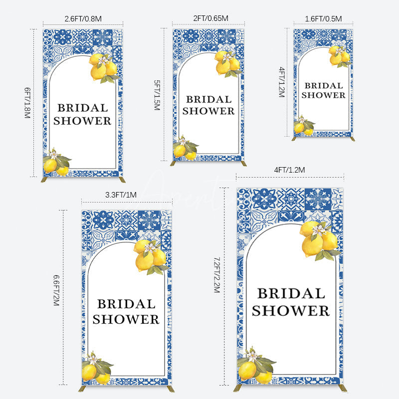 Aperturee - Aperturee Mediterranean Lemon Bridal Shower Party Rectangle Backdrop