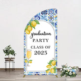 Aperturee - Aperturee Mediterranean Lemon Graduation Party Half Moon Arch Backdrop