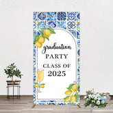 Aperturee - Aperturee Mediterranean Lemon Graduation Party Rectangle Backdrop
