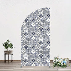 Aperturee - Aperturee Mediterranean Pattern Simple Birthday Half Moon Arch Backdrop