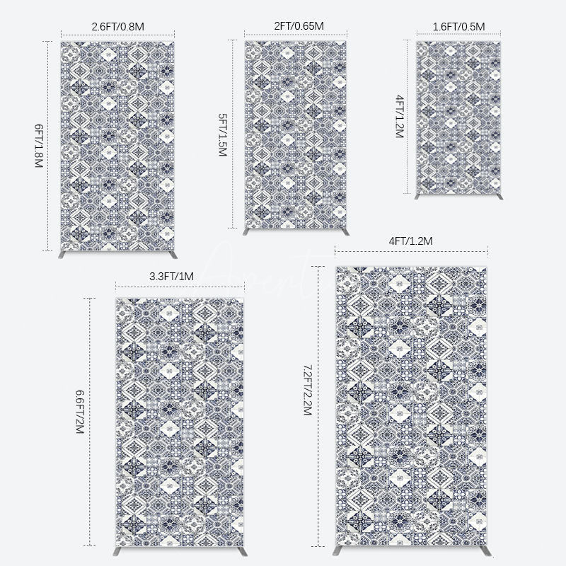 Aperturee - Aperturee Mediterranean Pattern Simple Birthday Rectangle Backdrop