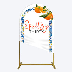 Aperturee - Aperturee Mediterranean Spritzy Thirty Birthday Arch Backdrop
