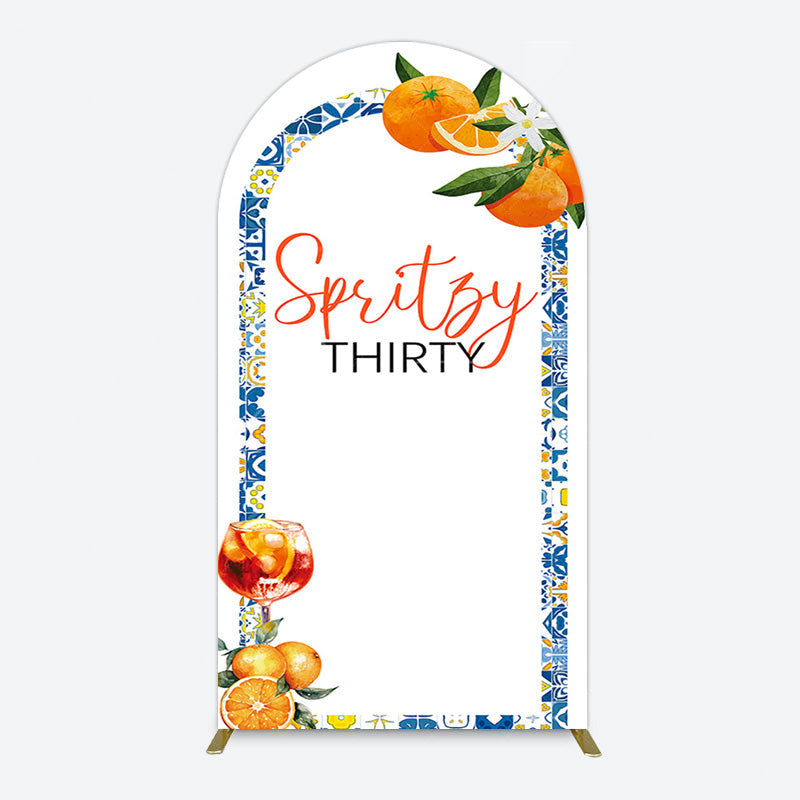 Aperturee - Aperturee Mediterranean Spritzy Thirty Birthday Arch Backdrop
