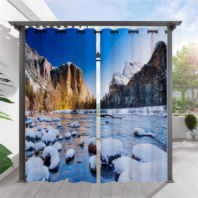 Aperturee - Aperturee Melting Glacier Landscape Waterproof Outdoor Curtains For Gazebo