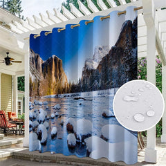 Aperturee - Aperturee Melting Glacier Landscape Waterproof Outdoor Curtains For Gazebo