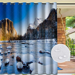 Aperturee - Aperturee Melting Glacier Landscape Waterproof Outdoor Curtains For Gazebo