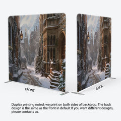 Aperturee - Aperturee Melting Snow Town Path Tension Christmas Backdrop