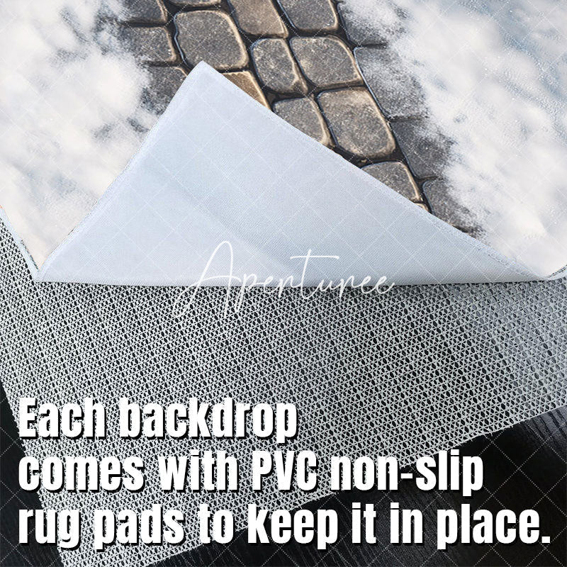 Aperturee - Aperturee Melting Snowy Paving Stone Fabric Floor Backdrop