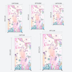 Aperturee - Aperturee Mermaid Oneder The Sea Birthday Cartoon Rectangle Backdrop