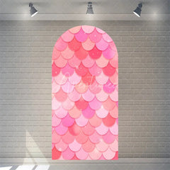Aperturee - Aperturee Mermaid Scales Arch Backdrop Pastel Purple and Blue Fish Skin Pattern for Girls Birthday Party Decoration