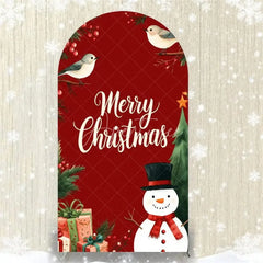Aperturee - Aperturee Merry Christmas Arch Backdrop Red Snowman Holiday Decor Winter Wonderland Party Photo Booth Prop