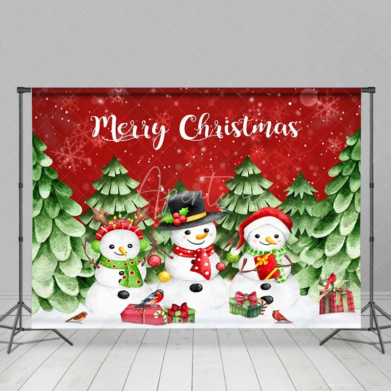 Aperturee - Aperturee Merry Christmas Cartoon Snowman Photo Backdrop