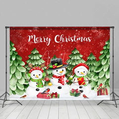 Aperturee - Aperturee Merry Christmas Cartoon Snowman Photo Backdrop