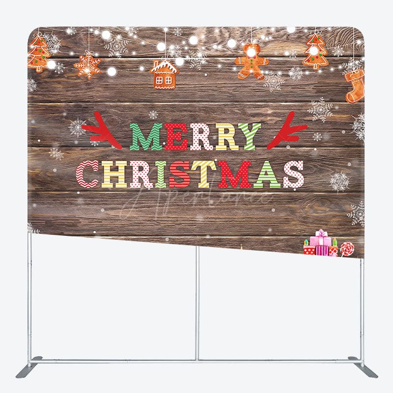 Aperturee - Aperturee Merry Christmas Celebration Wooden Pillow Case Backdrop