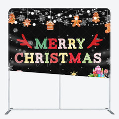 Aperturee - Aperturee Merry Christmas Gingerbread Tension Fabric Backdrop