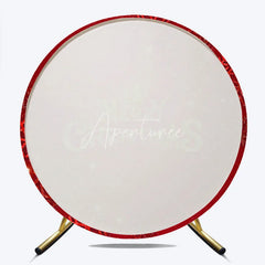 Aperturee - Aperturee Merry Christmas Round Backdrop Red Gold Glitter Snowflake Holiday Party