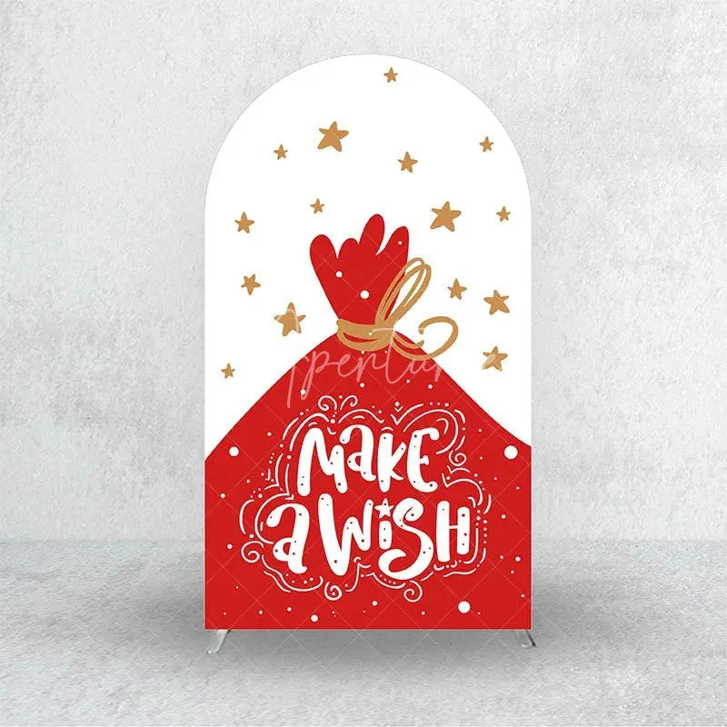 Aperturee - Aperturee Merry Christmas Santa Claus Arch Backdrop Cute Cartoon Ho Ho Ho Holiday Party Photo Booth Decor