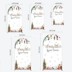 Aperturee - Aperturee Merry Little Baby Shower Arch Backdrop Christmas Tree Bear Party Decoration Winter Holiday Ornament Background