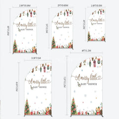 Aperturee - Aperturee Merry Little Baby Shower Half Moon Arch Backdrop Christmas Tree Bear Party Decoration Winter Holiday Ornament