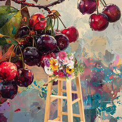 Aperturee - Aperturee Messy Abstract Paint Cherries Fine Art Photo Backdrop