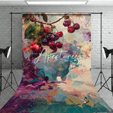 Aperturee - Aperturee Messy Abstract Paint Cherries Fine Art Sweep Backdrop