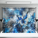 Aperturee - Aperturee Messy Blue Grey Abstract Butterfly Fine Art Backdrop