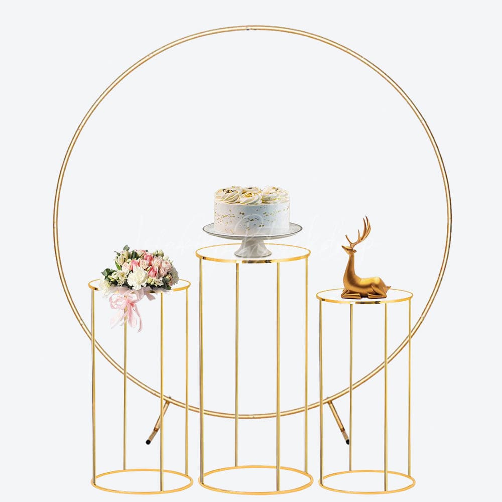 Aperturee Metal Round Cover Stand with Cylinder Stands