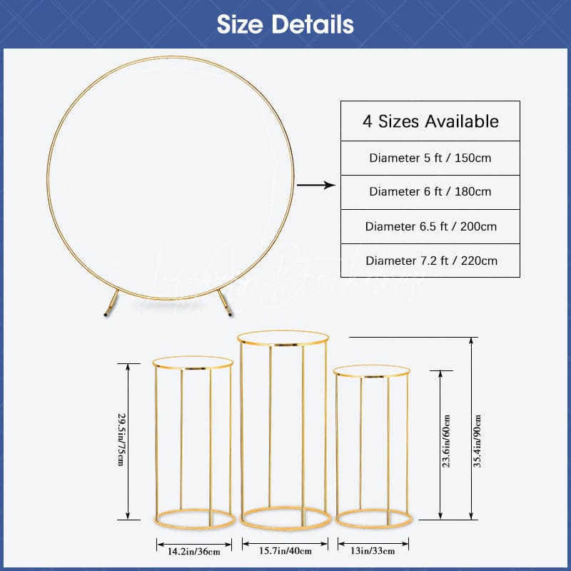 Aperturee Metal Round Cover Stand with Cylinder Stands